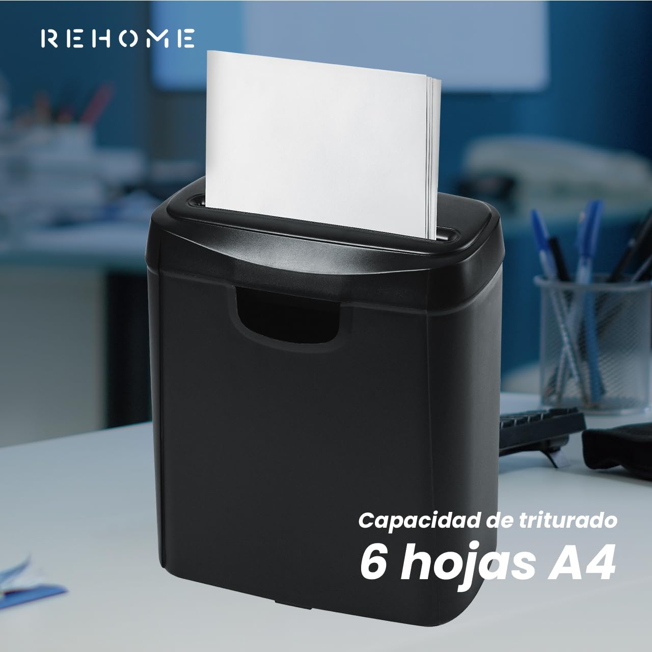 Trituradora de Papel Máquina Destructor con Cuchillas Afiladas para Documentos de Corte Cruzado 5mm
