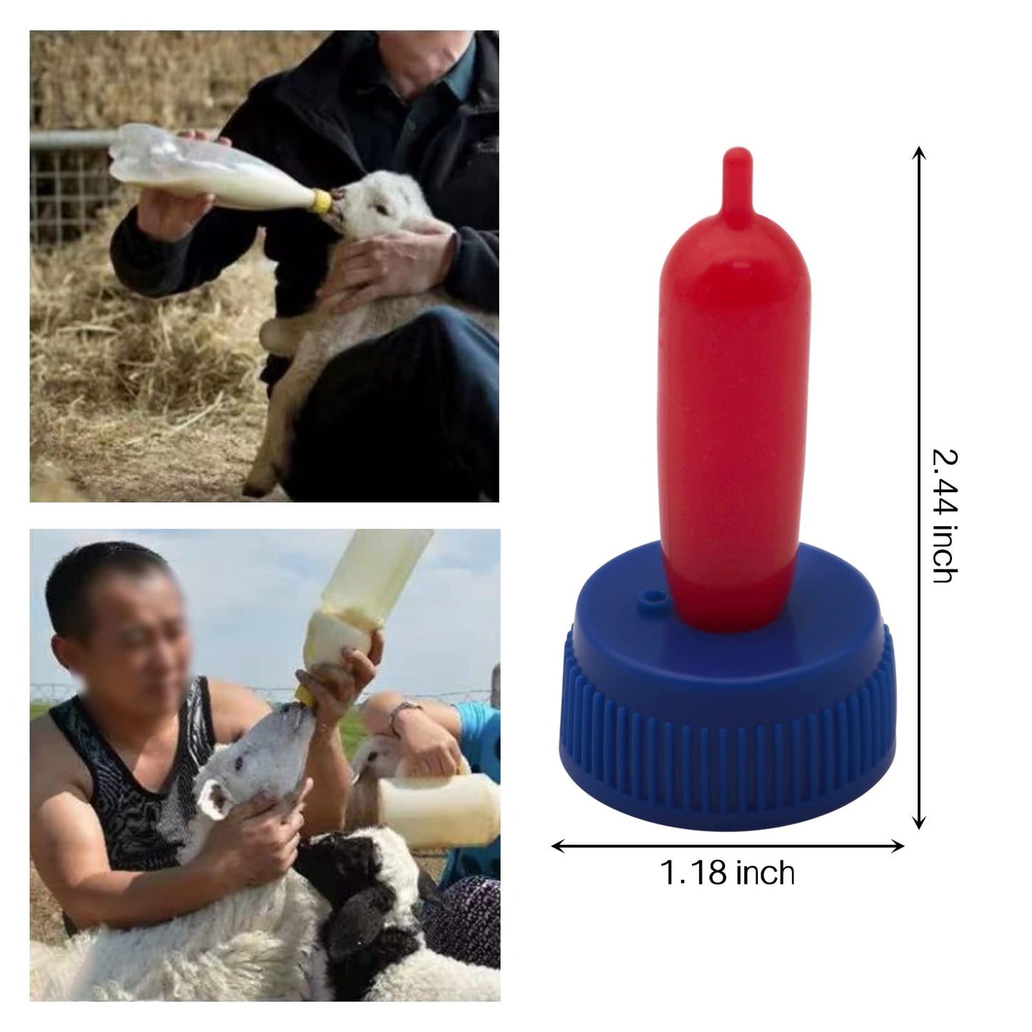 Abustle pig Tetina de cabra bebé, 20 piezas de alimentador de tetina de cordero de cabra, boquilla de goma suave para beber leche de cabra para amamantar corderos, cachorros (azul, 20 piezas)