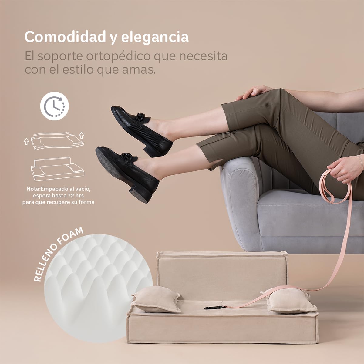 Sofá Cama Ortopédica ESQUIMAL Champagne con Funda Lavable para Perros y Mascotas