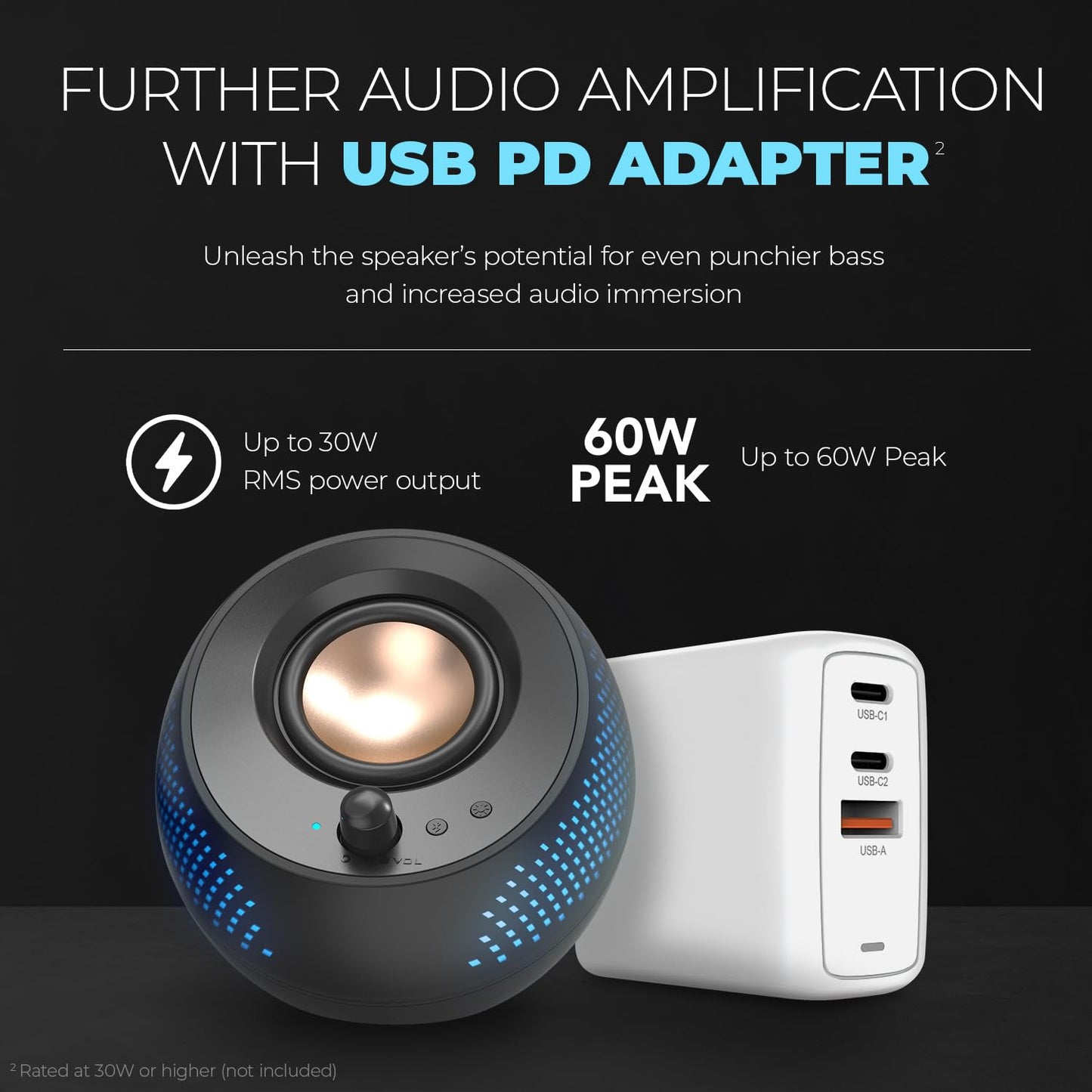 Creative Pebble X 2.0 USB-C - Altavoces para computadora con iluminación RGB personalizable, Bluetooth 5.3, audio USB, alimentación RMS de hasta 15 W para PC y Mac