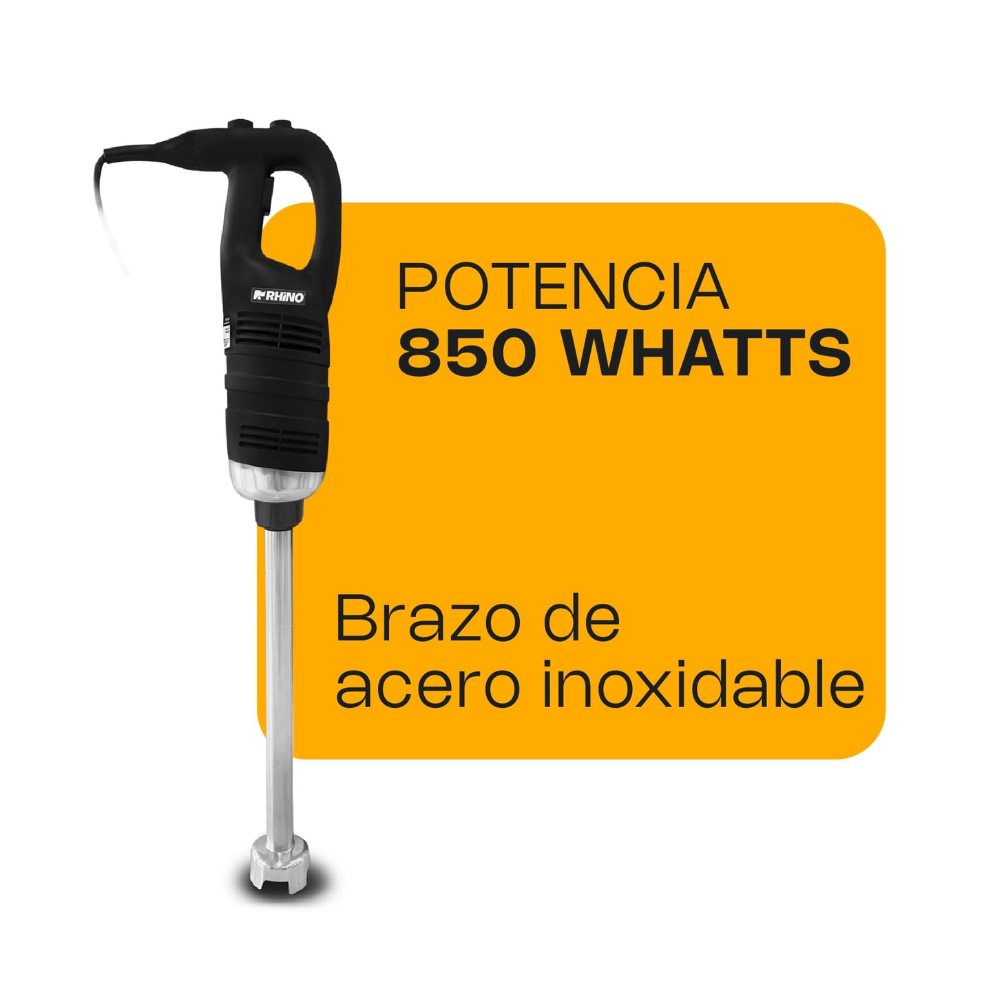 Licuadora de Mano RHINO Acero Inoxidable Grado Alimenticio 650W Velocidades Variables