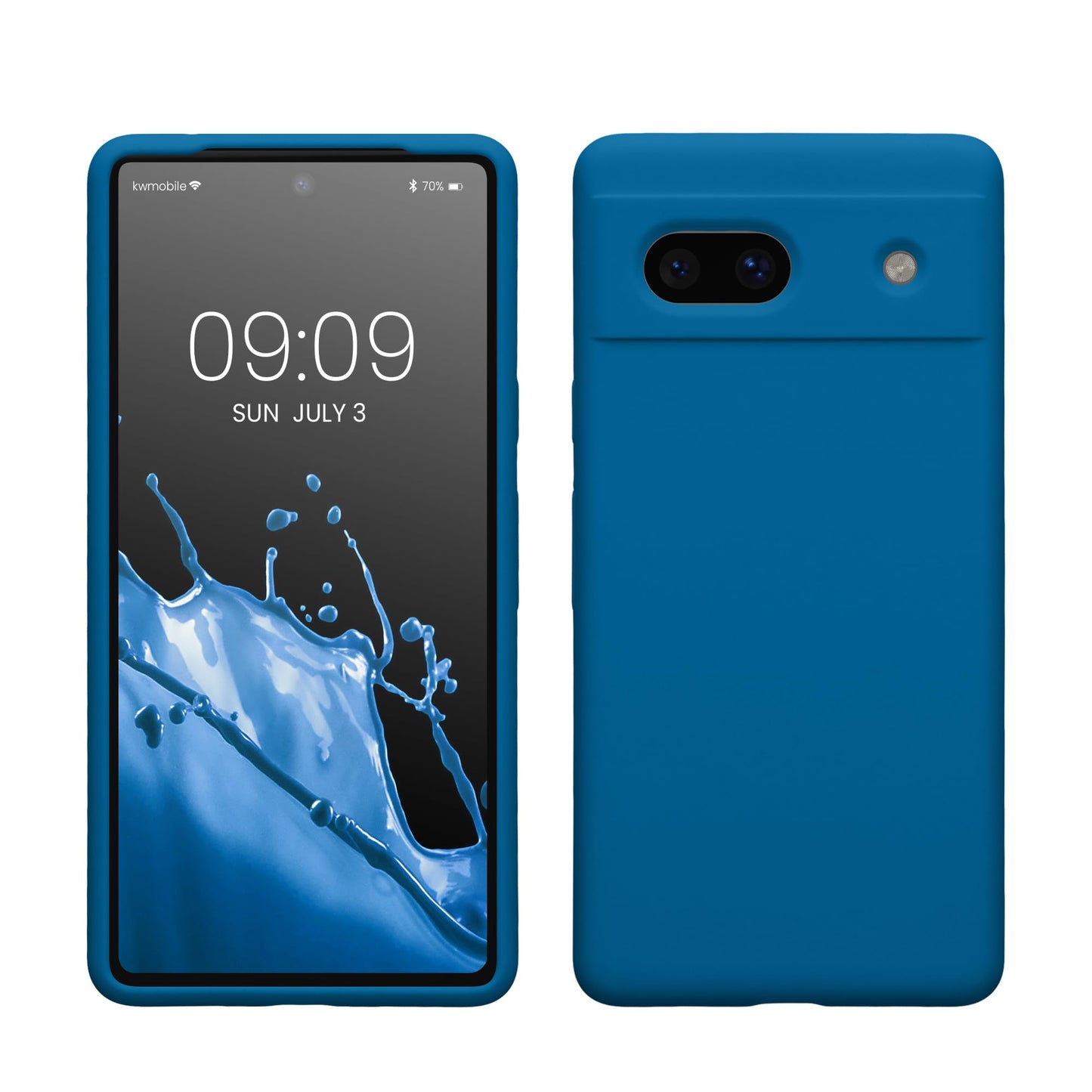 kwmobile Carcasa Compatible con Google Pixel 7a Funda - Case TPU y Silicona antigolpes - Apto Carga inalámbrica - Azul Arrecife