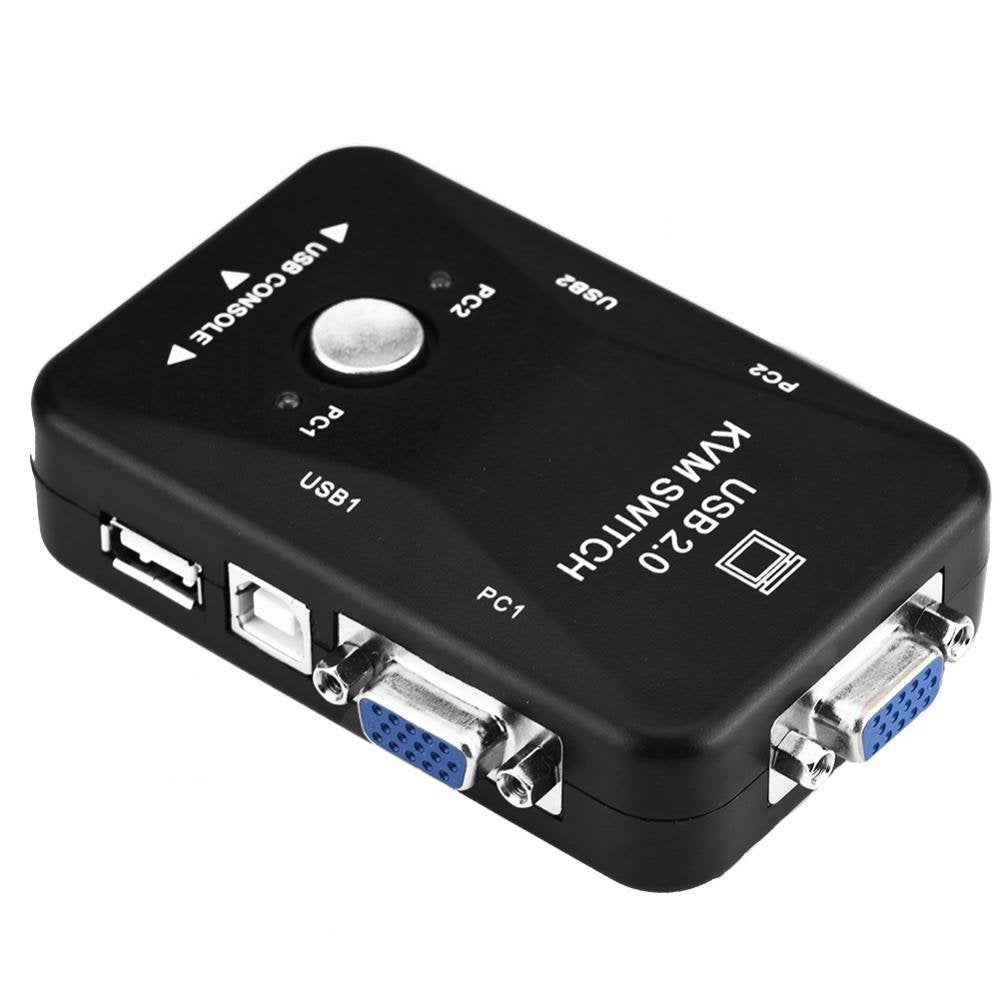 Fosa 2/4 Puertos Conmutador KVM VGA Conmutador Manual Adaptador de conmutador de Intercambio de Video USB 2.0 para Dos, Win3X, Win95 / 98 / 98SE / 2000 / ME/X(2 Puerto)