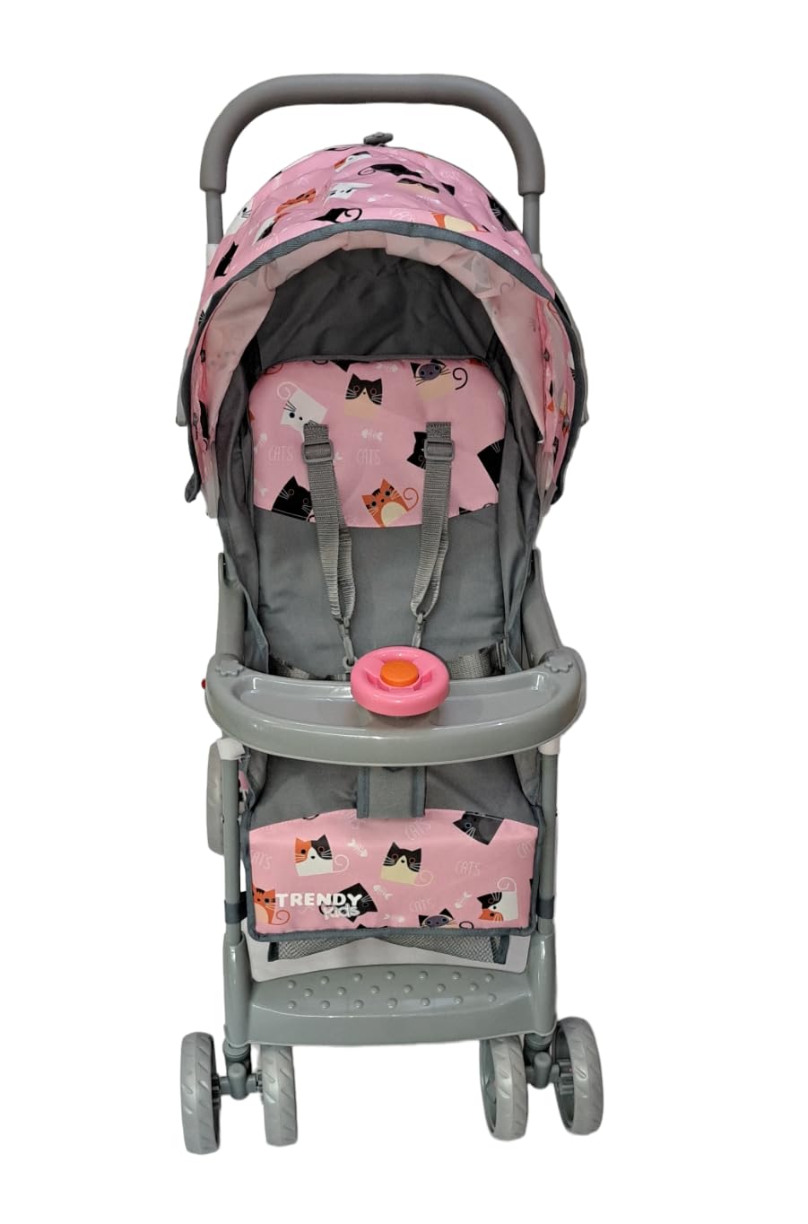 Carriola Plegable HAPY Gatitos Rosa Reclinable y Ligera para Bebé