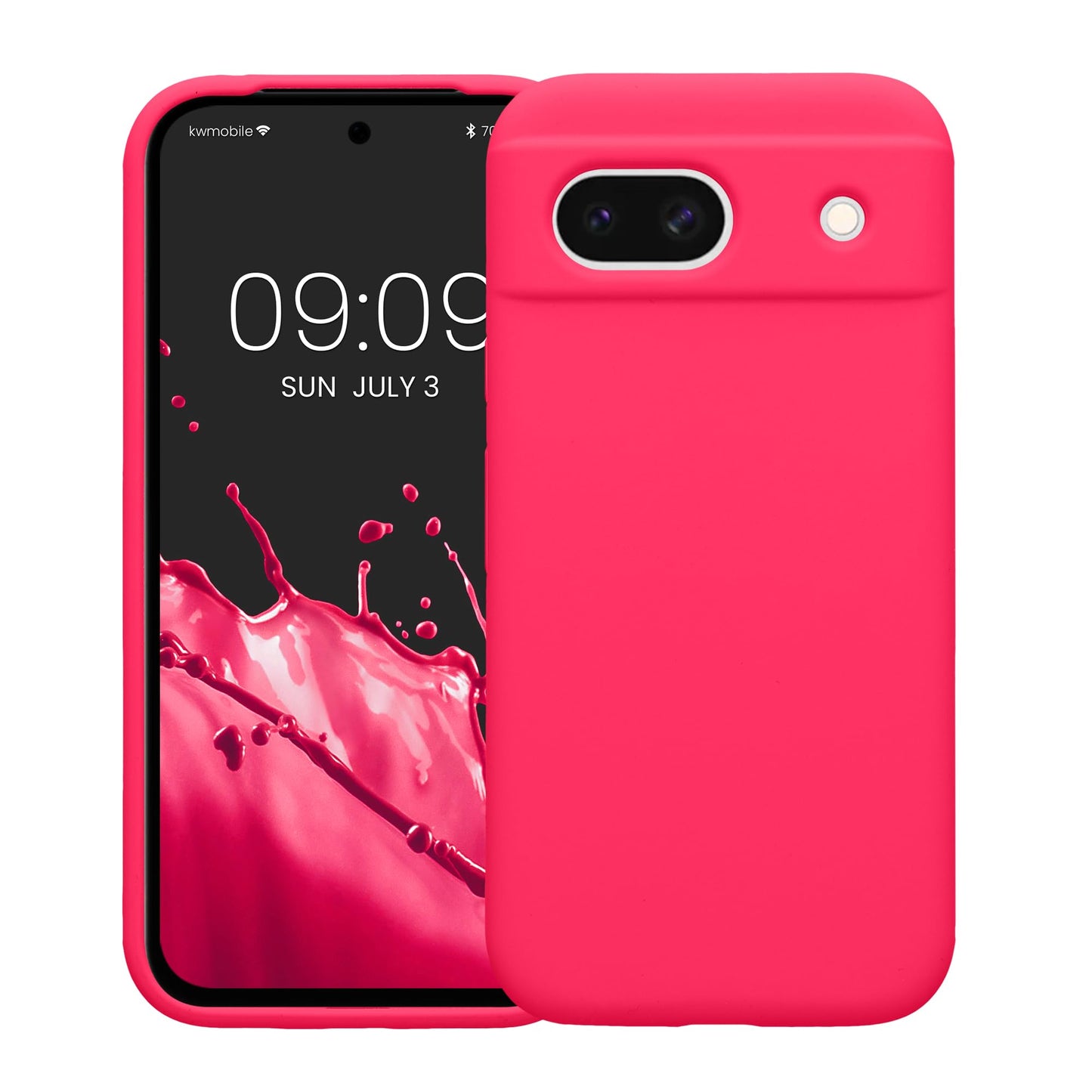 kwmobile Carcasa Compatible con Google Pixel 8a Funda - Case TPU y Silicona antigolpes - Apto Carga inalámbrica - Rosa neón
