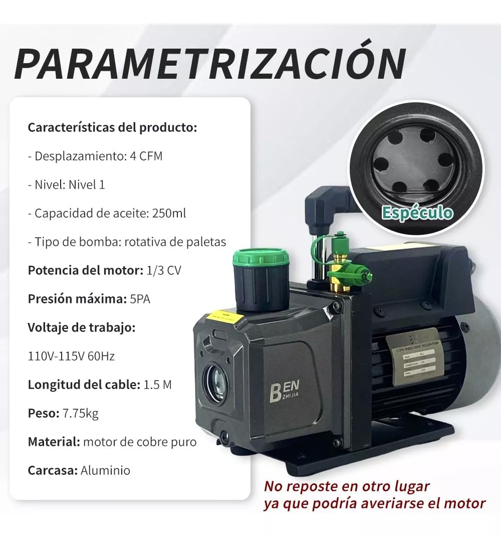 FIXITFAST 5cfm 1/3hp Bomba De Vacío + Manómetro R134a R22 R410a R404a Kit de refrigeración de colector de cuerpo de aluminio con bolsa de transporte para recarga y mantenimiento de refrigeración A/C