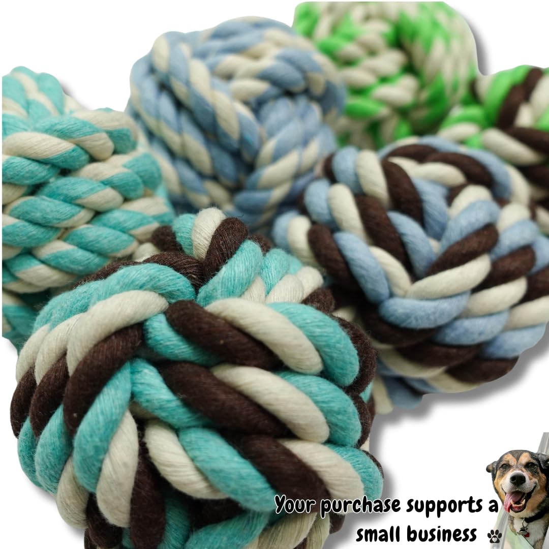 Otterly Pets Juguete para cachorros, bolas de cuerda pequeñas para perros, dentición, juguete de algodón para cachorros y perros (paquete de 6)