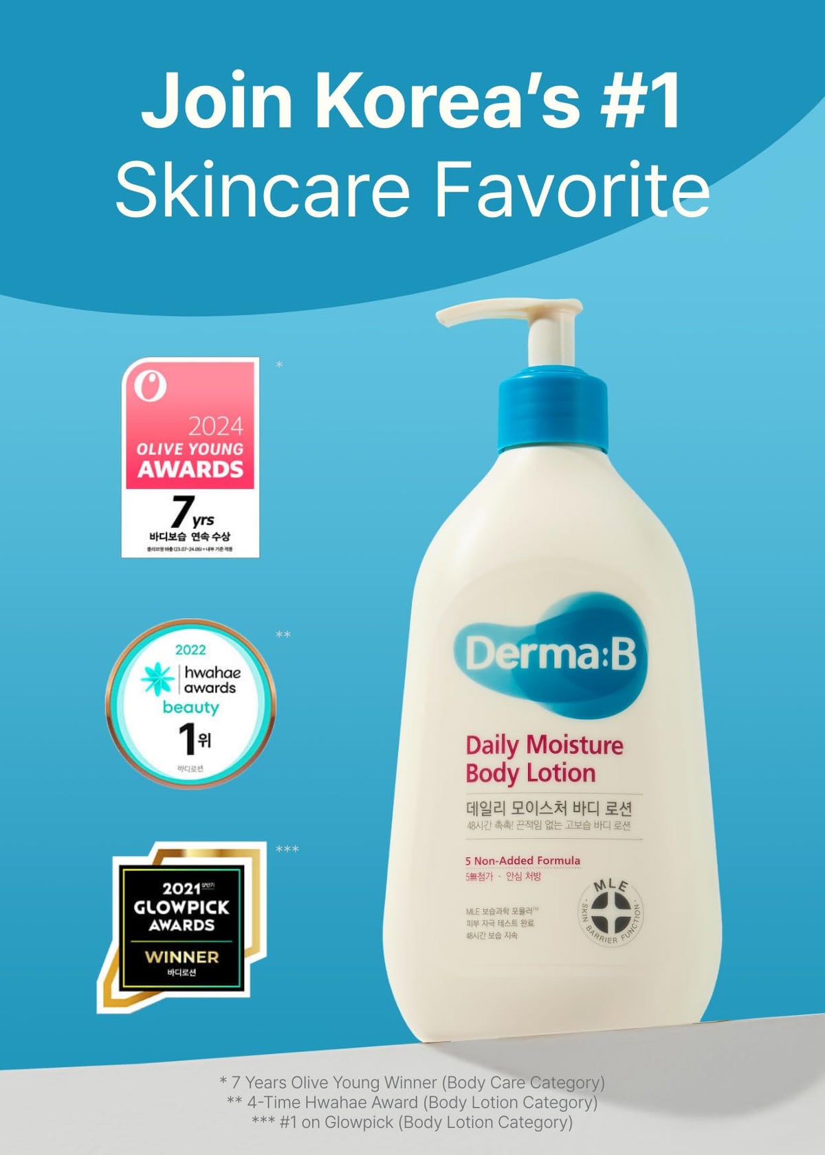 Derma B Loción corporal diaria de humedad 400 ml