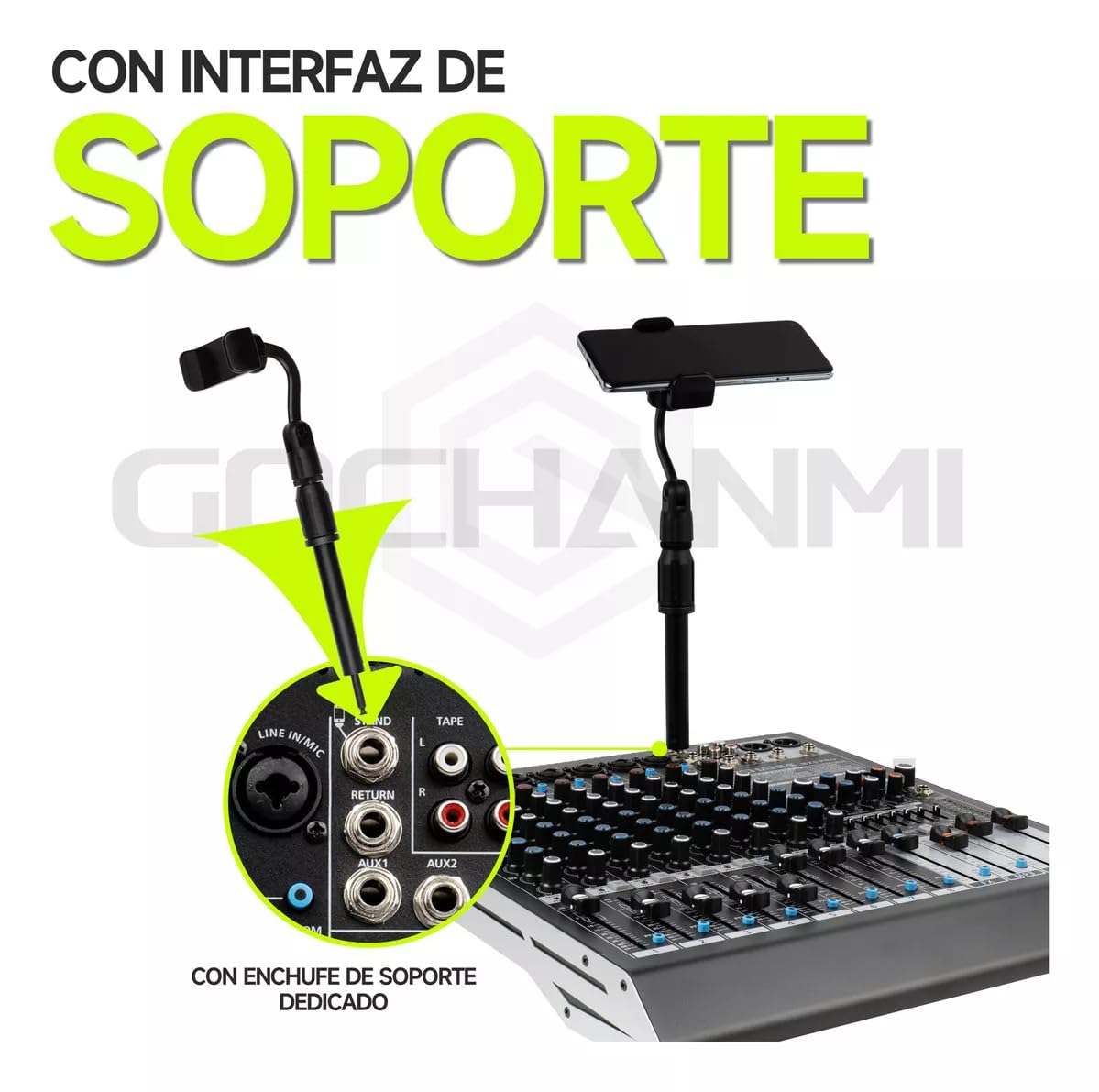 GOCHANMI MX12 mezcladora de audio 12 canales profesional con 48V phantom power Botón Mute USB Bluetooth y Efectos 99DSP y Ecualizador de 8 Bandas para Dj Grabación de consola de audio mixer