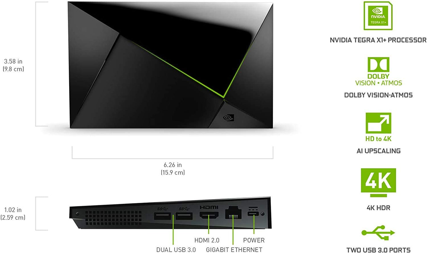 Reproductor Multimedia Nvidia Shield TV Pro 4K HDR Negro de Alto Rendimiento con Compatibilidad Alexa para Hombre