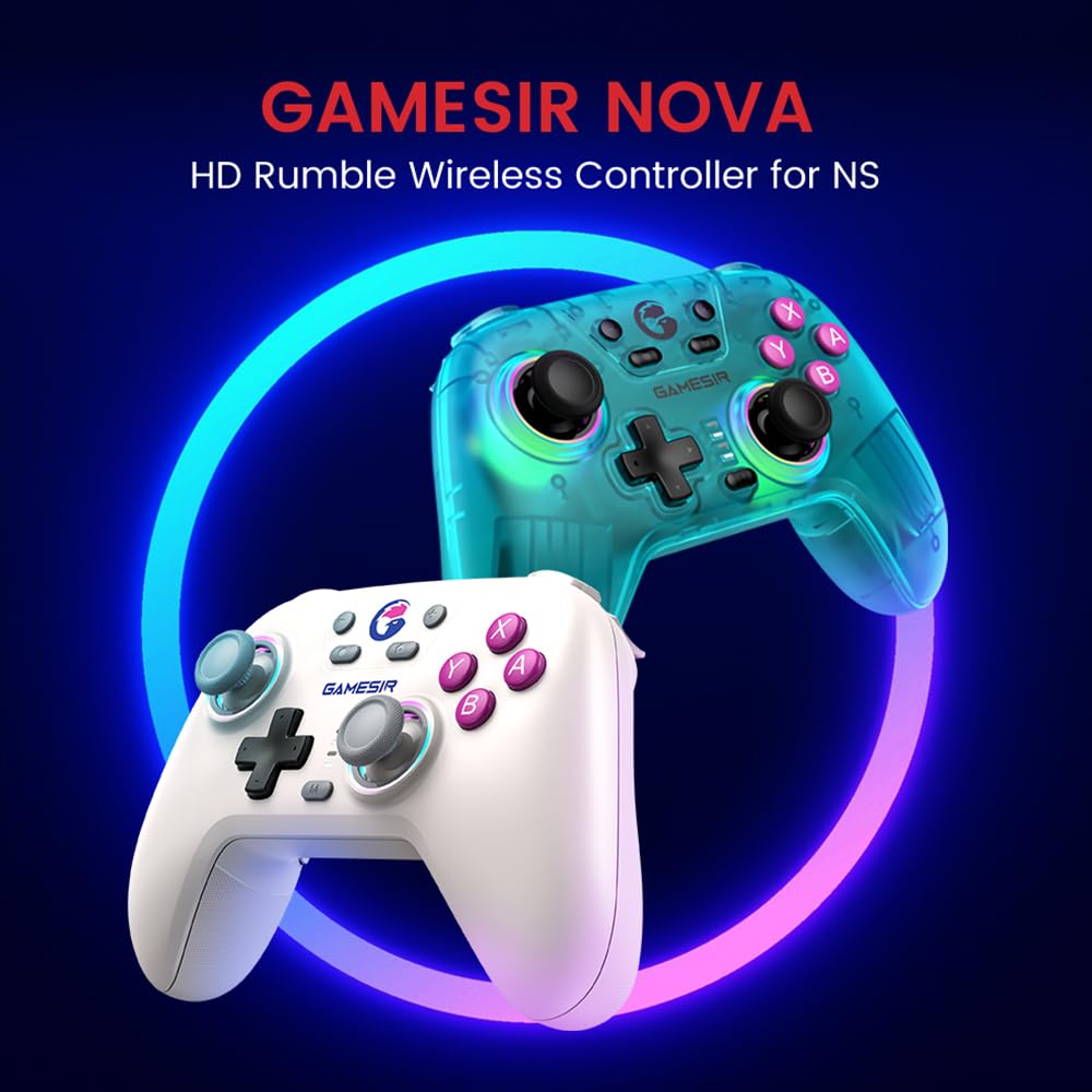 GameSir Nova - Controlador inalámbrico Pro para interruptor/Lite/OLED, Controladores de interruptor con efecto Hall JoySticks, LED RGB, recargable de 1200 mAh, turbo, programable, control de