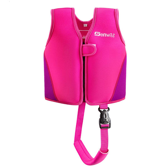 Genwiss Baby Girl Swim Vest Toddler Swim Vest for Age 18 Months - 2 Years Baby Toddler Fit 20-28 lbs, Size Small, Pink