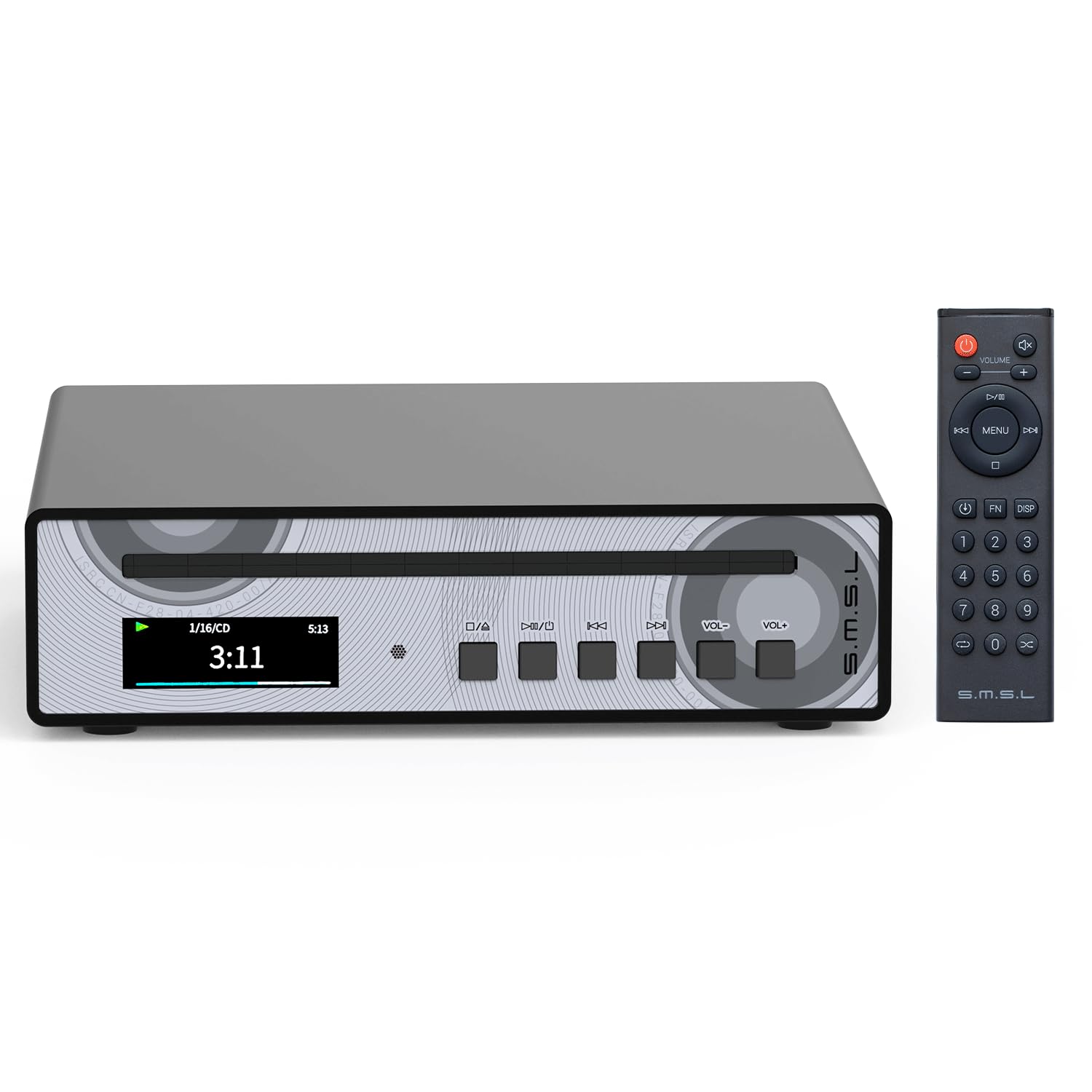 SMSL PL100PRO - Reproductor de CD 2 chips DAC CS43131 de gama alta RCA/óptico/coaxial/XLR equilibrado/salida de auriculares de 3,5 mm y 4,4 mm, 200 mW 32 Ω, reproducción MQA sin pérdidas, disco CD-R