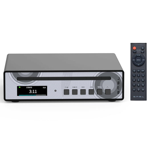 SMSL PL100PRO - Reproductor de CD 2 chips DAC CS43131 de gama alta RCA/óptico/coaxial/XLR equilibrado/salida de auriculares de 3,5 mm y 4,4 mm, 200 mW 32 Ω, reproducción MQA sin pérdidas, disco CD-R