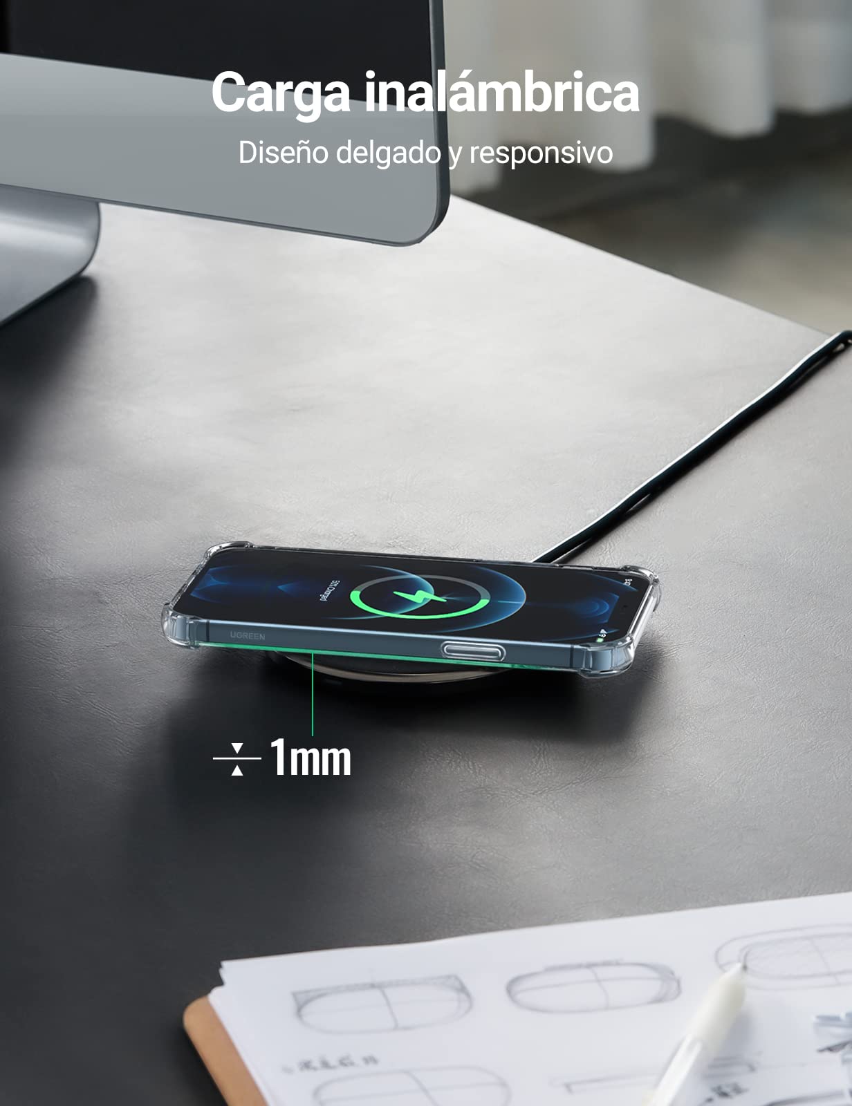 Funda Transparente UGREEN para iPhone 12/12 Pro de 6.1 Pulgadas con Protección de Absorción de Choque y Cojín en Esquinas