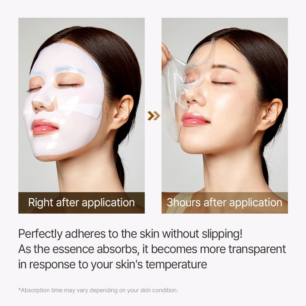 mixsoon Bean Collagen Hydrogel Mask - Mascarilla Facial de Hidrogel con Colágeno de Bajo Peso Molecular y Soya Fermentada, Reafirmante con Extracto de Granada y Pera, 5 unidades