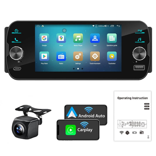 FINYQBET Estéreo de Pantalla para Auto 1 DIN Android 13 con CarPlay & Android Auto Inalámbrico, 2GB RAM + 32GB ROM, GPS, WiFi, Bluetooth 5.1, Radio Am/FM, 5 Pulgadas, Soporte Cámara de Reversa