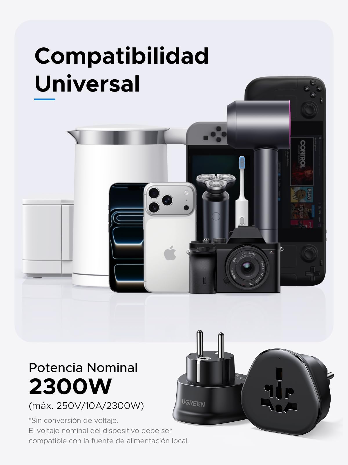 Adaptador de Viaje UGREEN UE Europeo Tipo F 1 Paquete