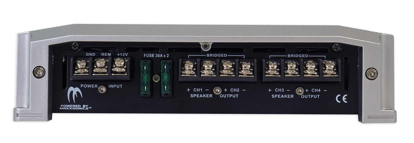 Autotek TA Series Amplificador de audio para coche de potencia máxima de 1200 W, diseño AB de clase de 4 canales, con rango de frecuencia de 10 Hz-20 kHz y mejora de graves de 12 dB, modelo TA-1255.4