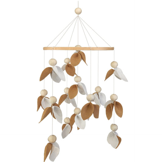 Lindo móvil para cuna – Móvil neutro de género para decoración de guardería, tela de fieltro, hojas móviles, decoración de guardería, móvil para cuna para niñas, niños, móvil para moisés