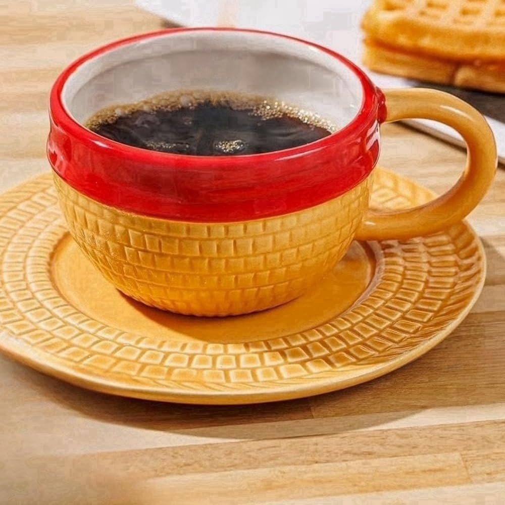 Tazas de Café Cerámica Anime de Colores Amarillo para Mujeres y Hombres