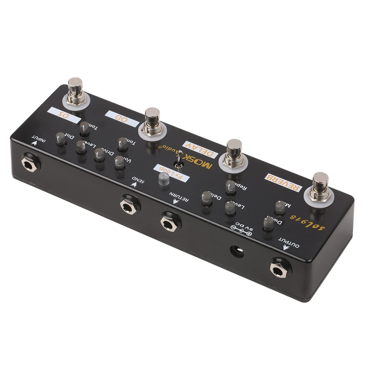 Ll SOL918 Pedal multiefectos 5 en 1 Pedal de efectos combinados para guitarra True Bypass Dispositivo de efectos combinados multien uno Reverb Delay FX Loop Overdrive Distorsión para guitarra Bajo Produ