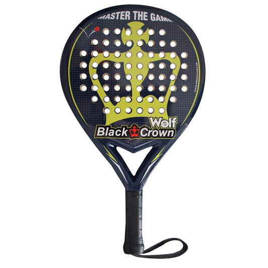 Black Crown - Raqueta de Padel Wolf - Forma Redonda - Balance Medio - Pala con Marco 38 mm 50% Fibra de Carbon 50% Fibra de Vidrio