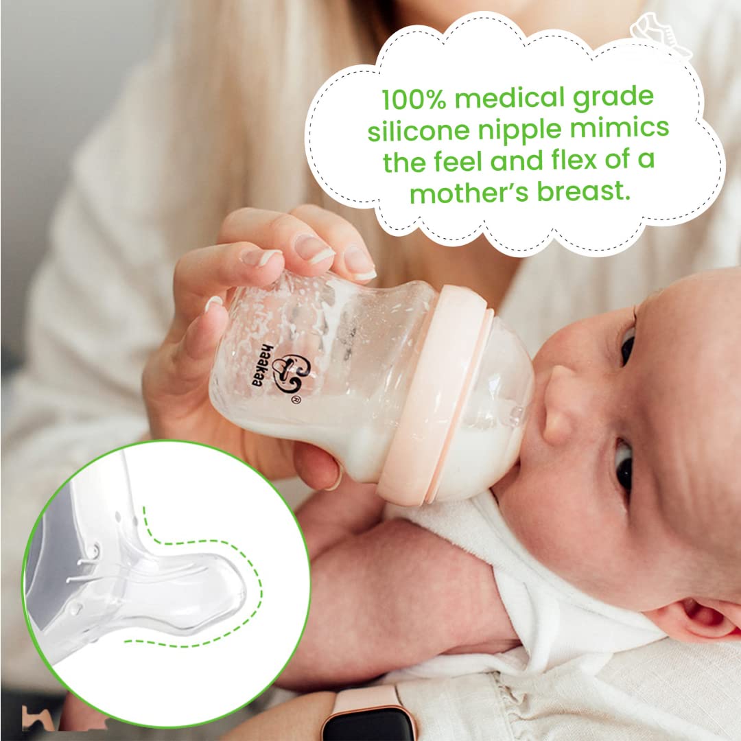 haakaa Haakaa Generación 3. Tetinas de silicona para biberones, anticólicos, de boca ancha, 100% silicona de grado médico, compatibles con todos los biberones Haakaa, paquete de 2 (talla L (2 piezas)