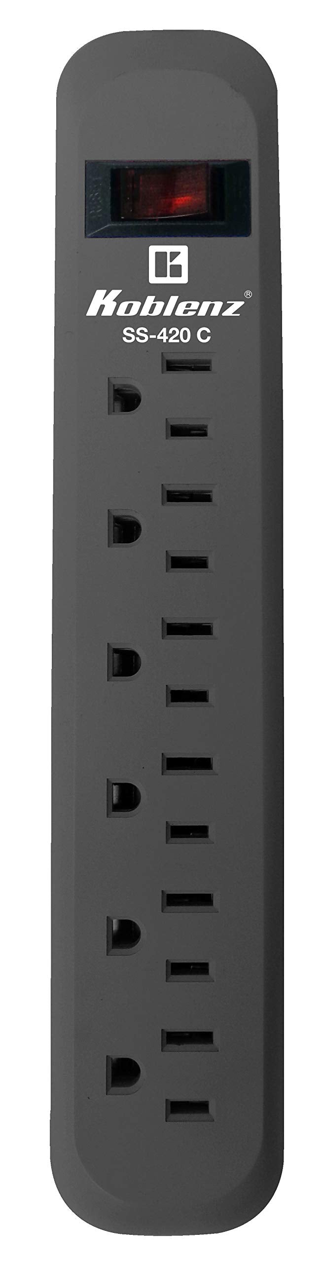 Koblenz Supresor de Picos, Multicontacto, 6 Contactos Caseros, 420 Joules de Protección, Oficina y Hogar, Carga y Protege Computadoras, Celulares, Bocinas, Cable de 45 cm (SS-420 C)