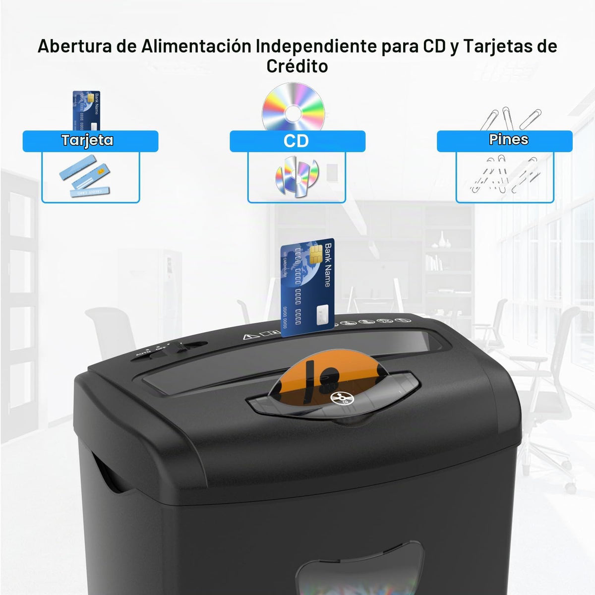 Trituradora de Papel Woolsche Negra 12 Hojas Corte Cruzado Seguridad P-4