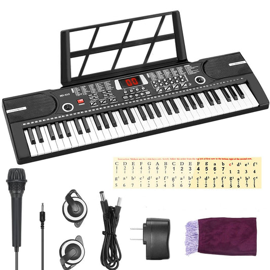Gopnaty Piano Digital Multifuncional, Piano Eléctrico con 61 Teclas, Piano Eléctrico Multifuncional, Teclado Portátil de 61 Teclas, Piano con Función de Micrófono, Teclado Musical