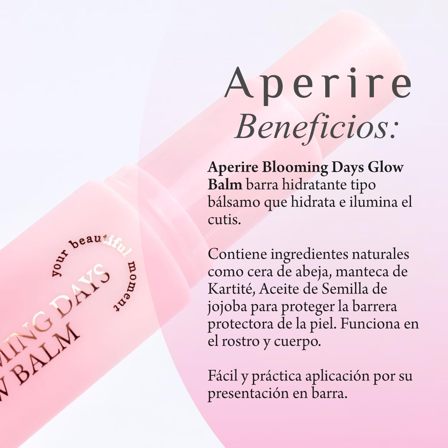 Bálsamo Facial Coreano Day Glow Soothing Balm Stick Aperire | Skin Care Coreano | Hidratante en Barra | Protección y Luminosidad | Para Rostro y Cuerpo | 9.5g | Skin Care Coreano K-Beauty