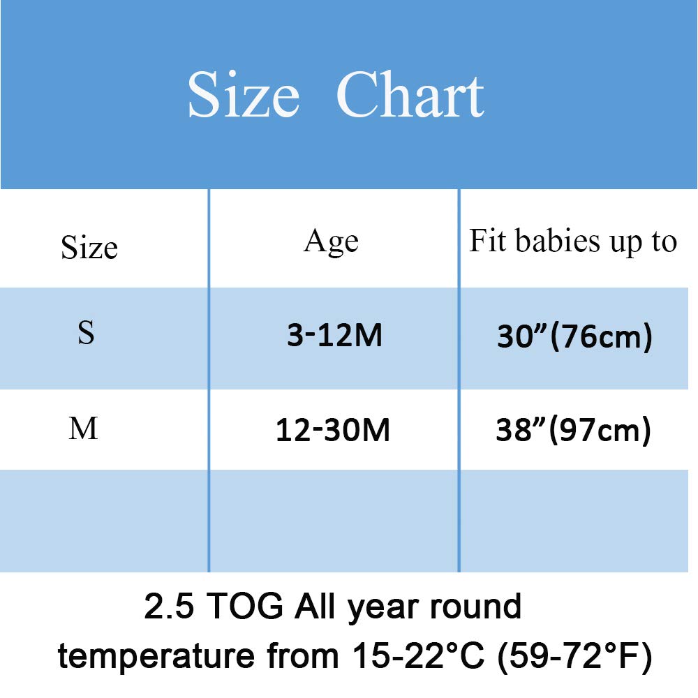 BLOOMSTAR - Saco de dormir para bebé de manga larga (3-12 m) Tog 2.5 cálido saco de dormir para recién nacido con brazos acolchados, manta de popelín de algodón para niños pequeños en una bolsa, para
