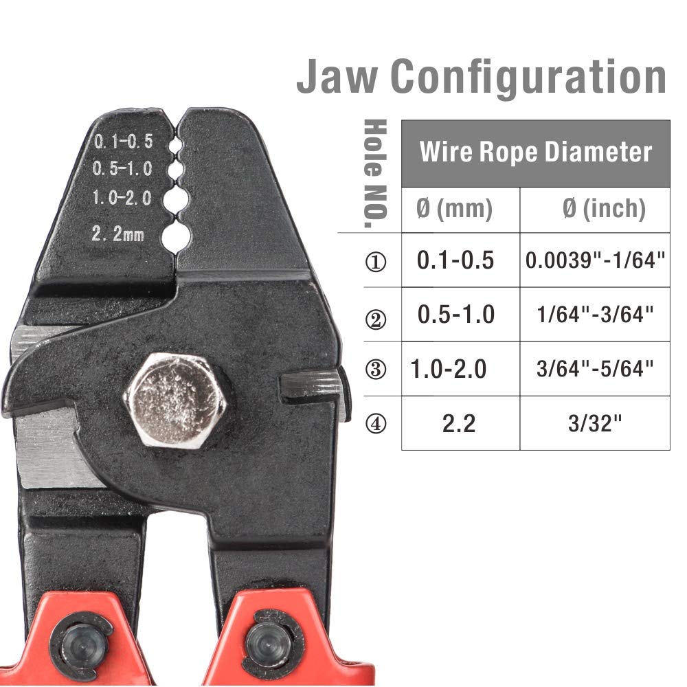 Cuerda de alambre de Iwiss SWAGER para crimpar líneas de pesca hasta 2.2 mm