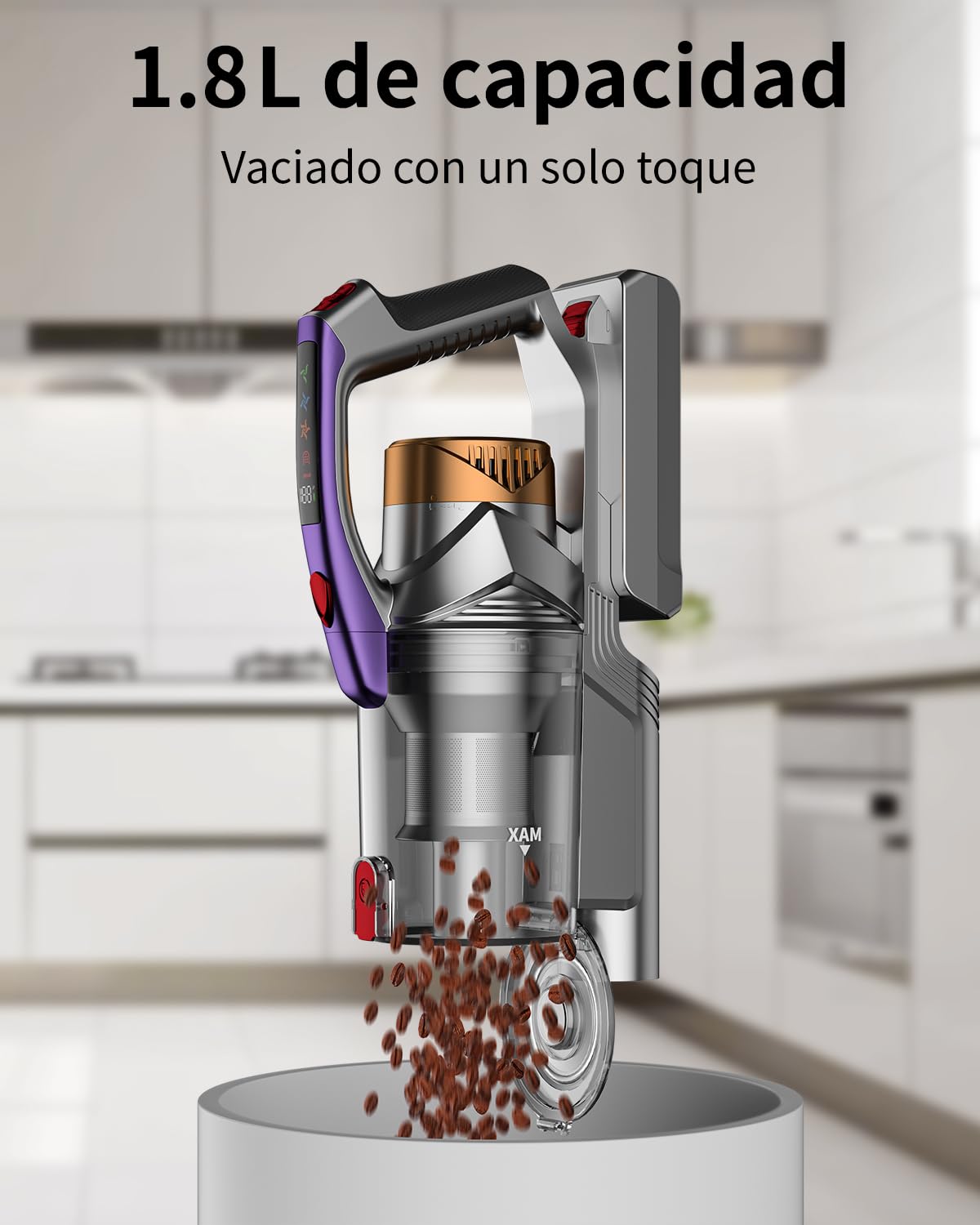 Aspiradora Inalámbrica 30000 Pa, 2 en 1 de 350W Aspiradora Vertical con Batería hasta 40 Min Ligera y Antienredos, Aspiradora de Mano para Pisos de Madera, Alfombras y Pelo de Mascota