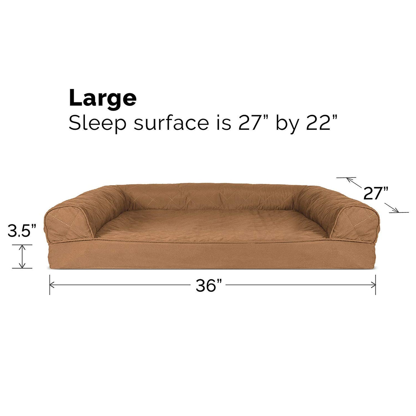 FurHaven Small Quilted Orthopedic Sofa Pet Bed for Dogs and Cats, Wine Red, Café cálido