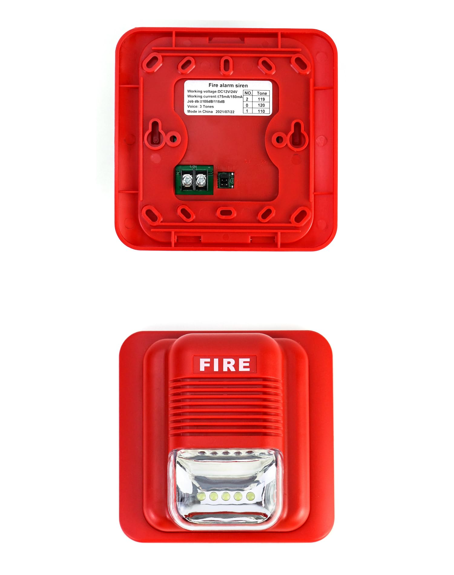 Alarma Contra Incendios QWORK Roja Paquete de 4 con Luz y Sonido Para Sistema de Seguridad