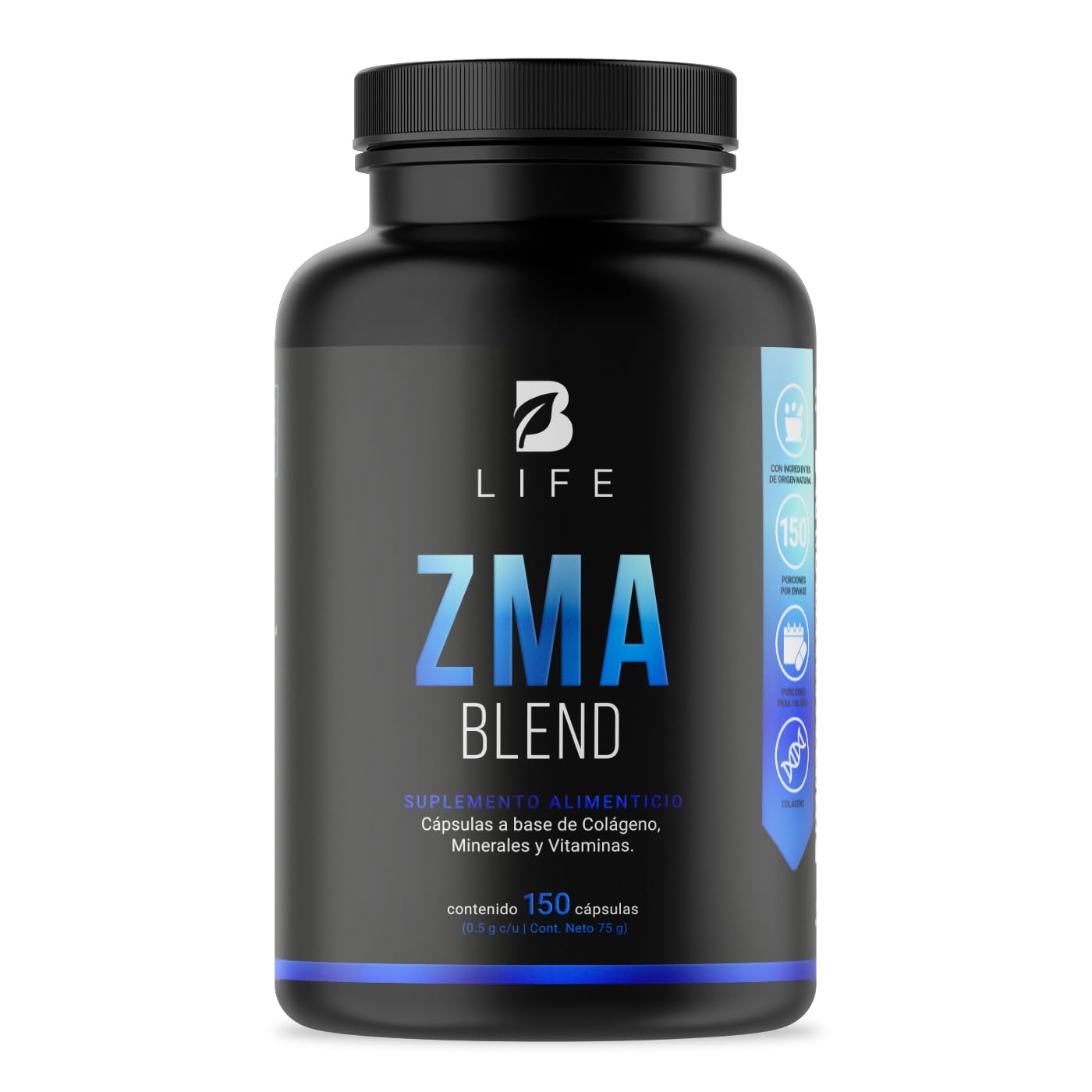 Cápsulas Mezcla ZMA B Life con Zinc, Magnesio y Vitamina C en Ingredientes Naturales