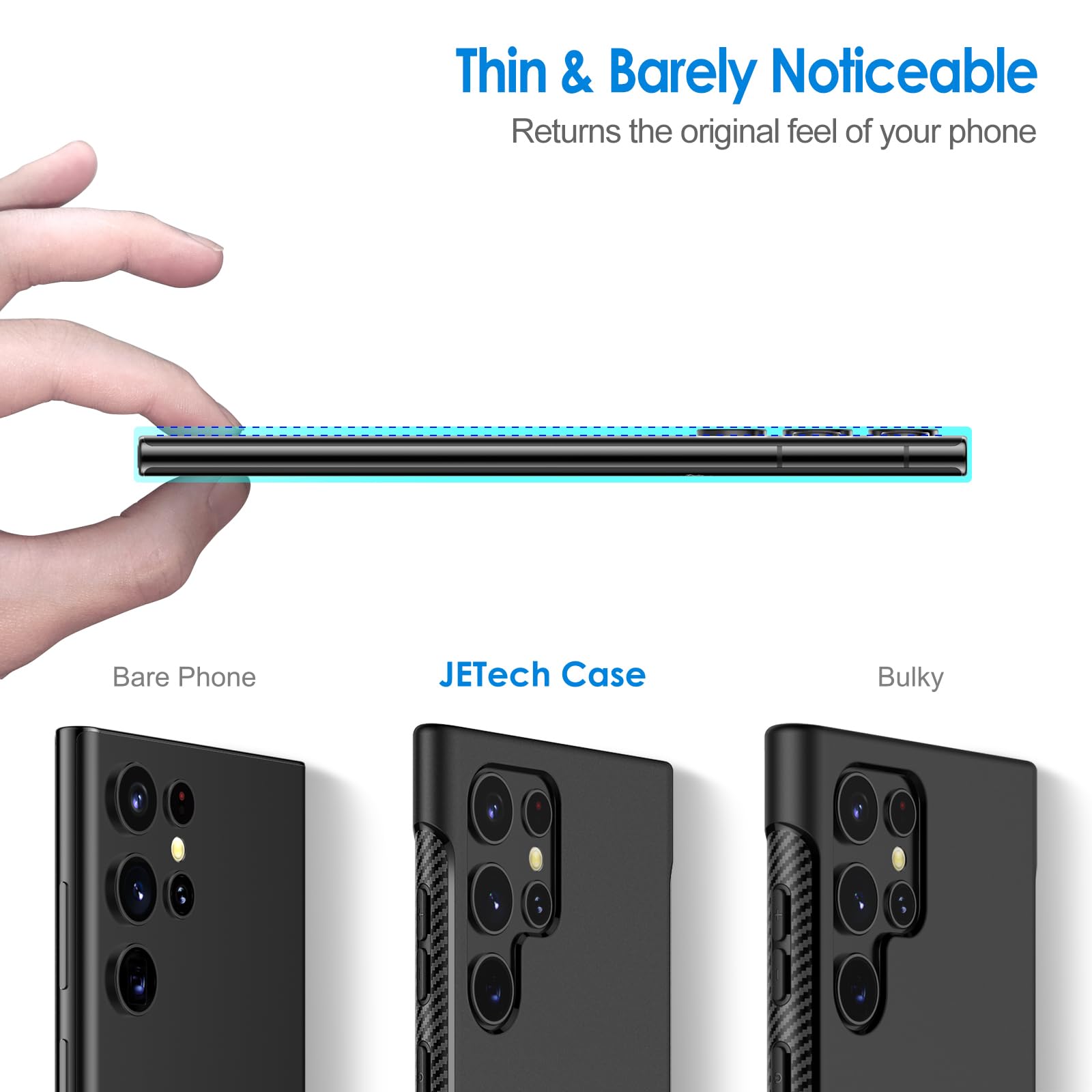 JETech Funda Fina para Samsung Galaxy S22 Ultra 5G 6,8 Pulgadas, Carcasa Delgada Teléfono con Choque-Absorción y Diseñado con Fibra de Carbono (Negro)