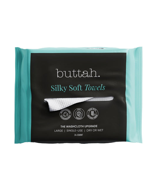 buttah. by Dorion Renaud Toallas faciales desechables Buttah Skin, paquete de 24 unidades: toallas extra gruesas, suaves y grandes para pieles sensibles, viajes y desmaquillado.