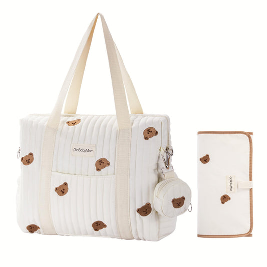 Juego de Bolsas de Pañales GOBABYMART Negro con Cambiador y Estuche de Chupete para Maternidad
