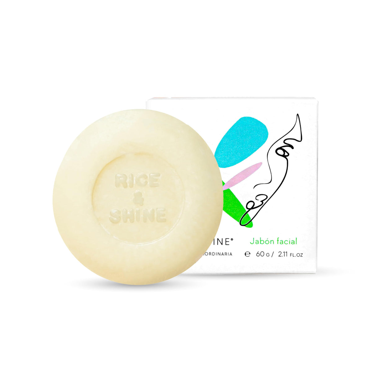 RICE & SHINE | Jabón Facial Natural con Aceite de Germen de Arroz - Vitamina E | Skin Care Limpieza Profunda e Hidratación | Reductor de Acné