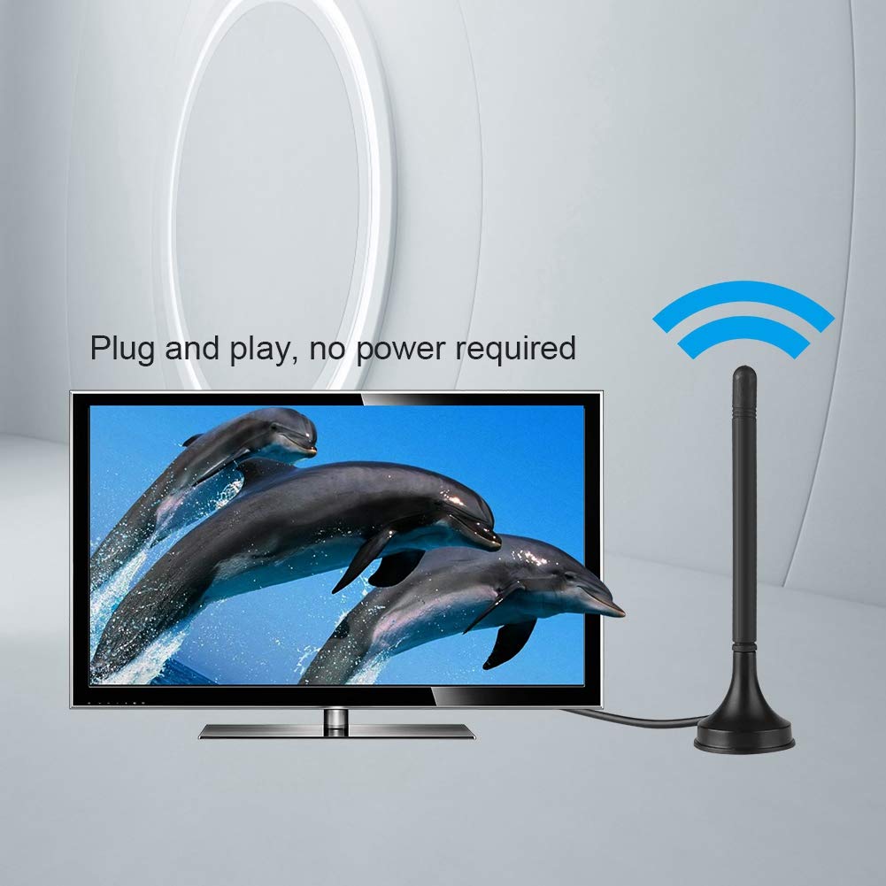 Bewinner1 Antena de TV Digital con Atracción Magnética y Recepción Doble Frecuencia UHF/VHF
