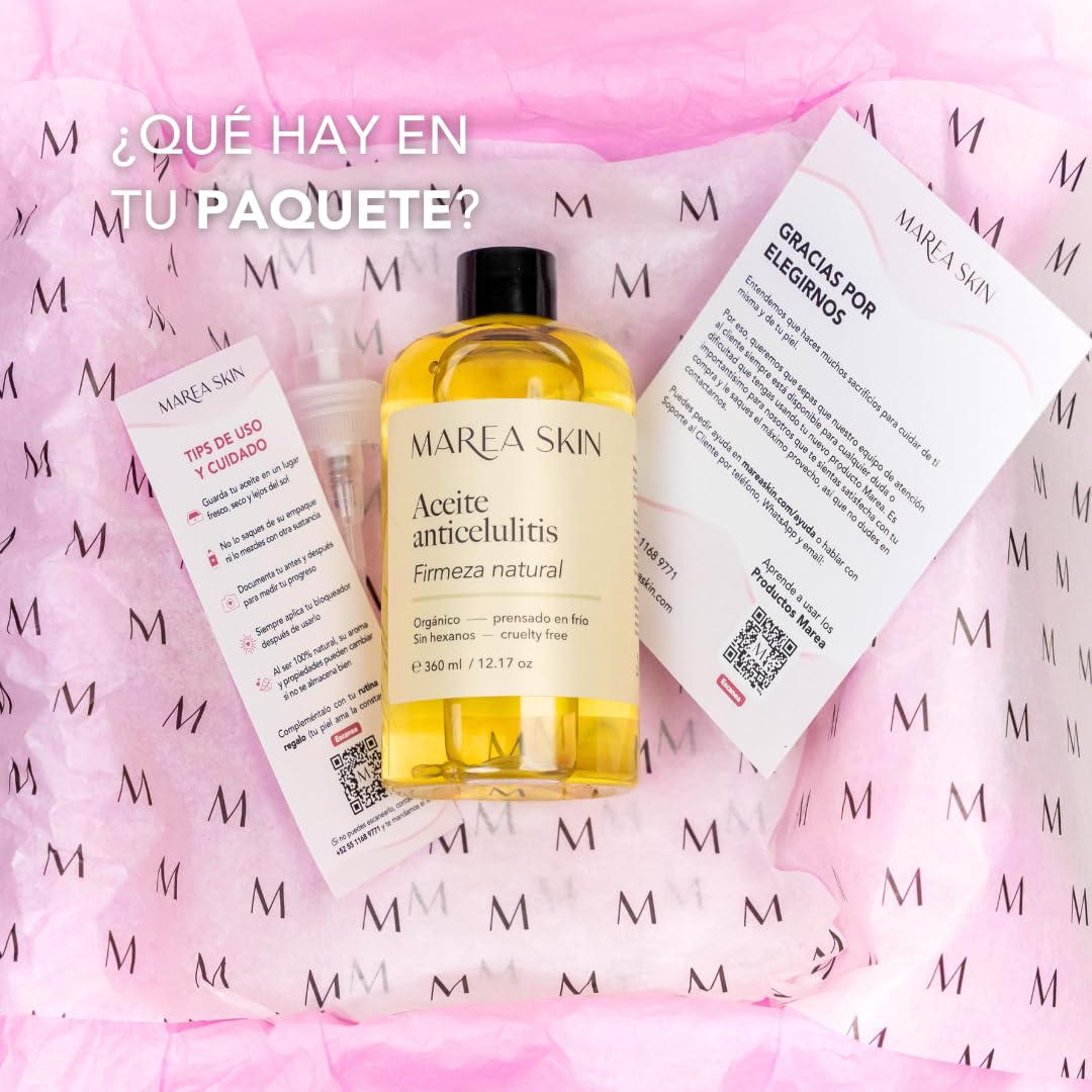 Aceite Reductor Orgánico para Celulitis y Estrías | Certificado Sin Químicos | Garantía 90 días | Marea Skin