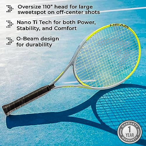 HEAD Tour Pro - Raqueta de Tenis preencordada de Equilibrio de luz de 27 Pulgadas, Agarre de 4 3/8 Pulgadas, Color Amarillo