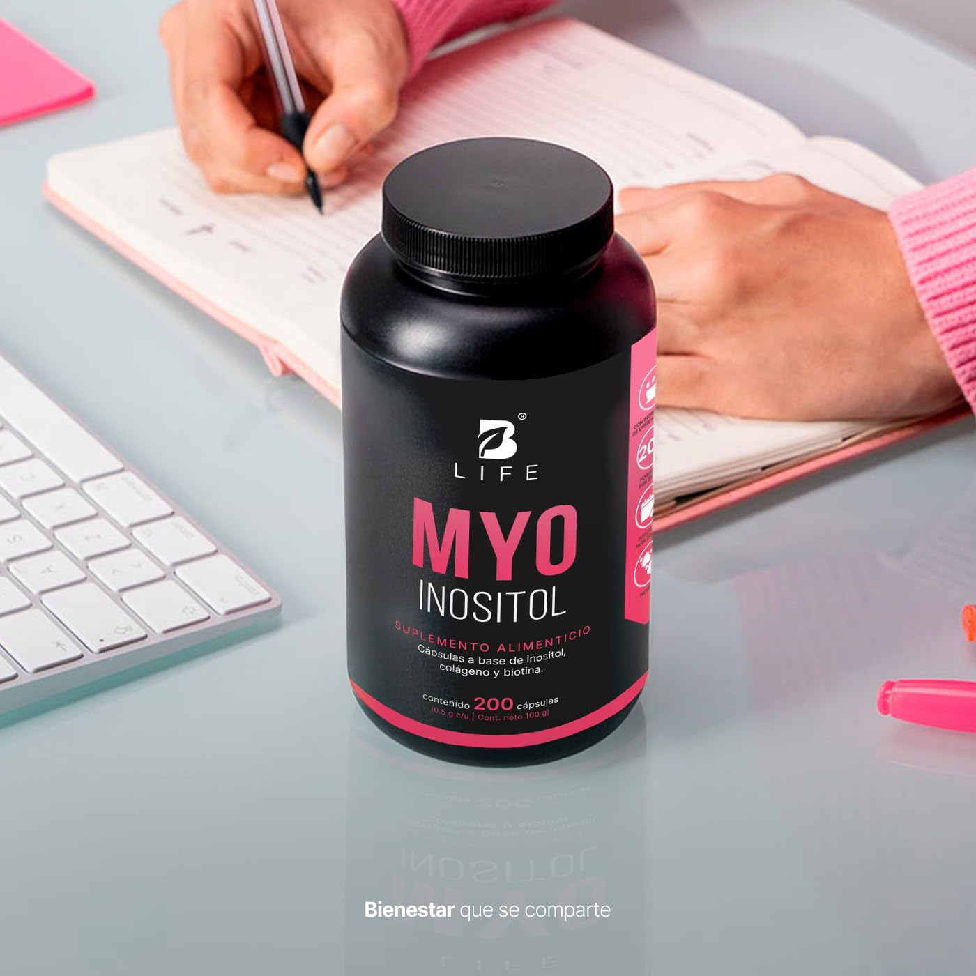 B Life Company | Inositol de 200 Cápsulas de 500 mg. Ingredientes naturales. Myo Inositol.