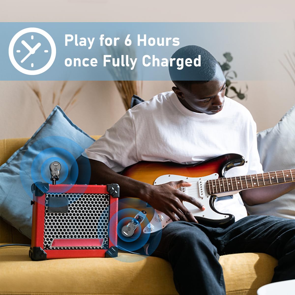 Sistema de Guitarra Inalámbrico ACEMIC 2.4GHz Recargable Audio de 4 Canales