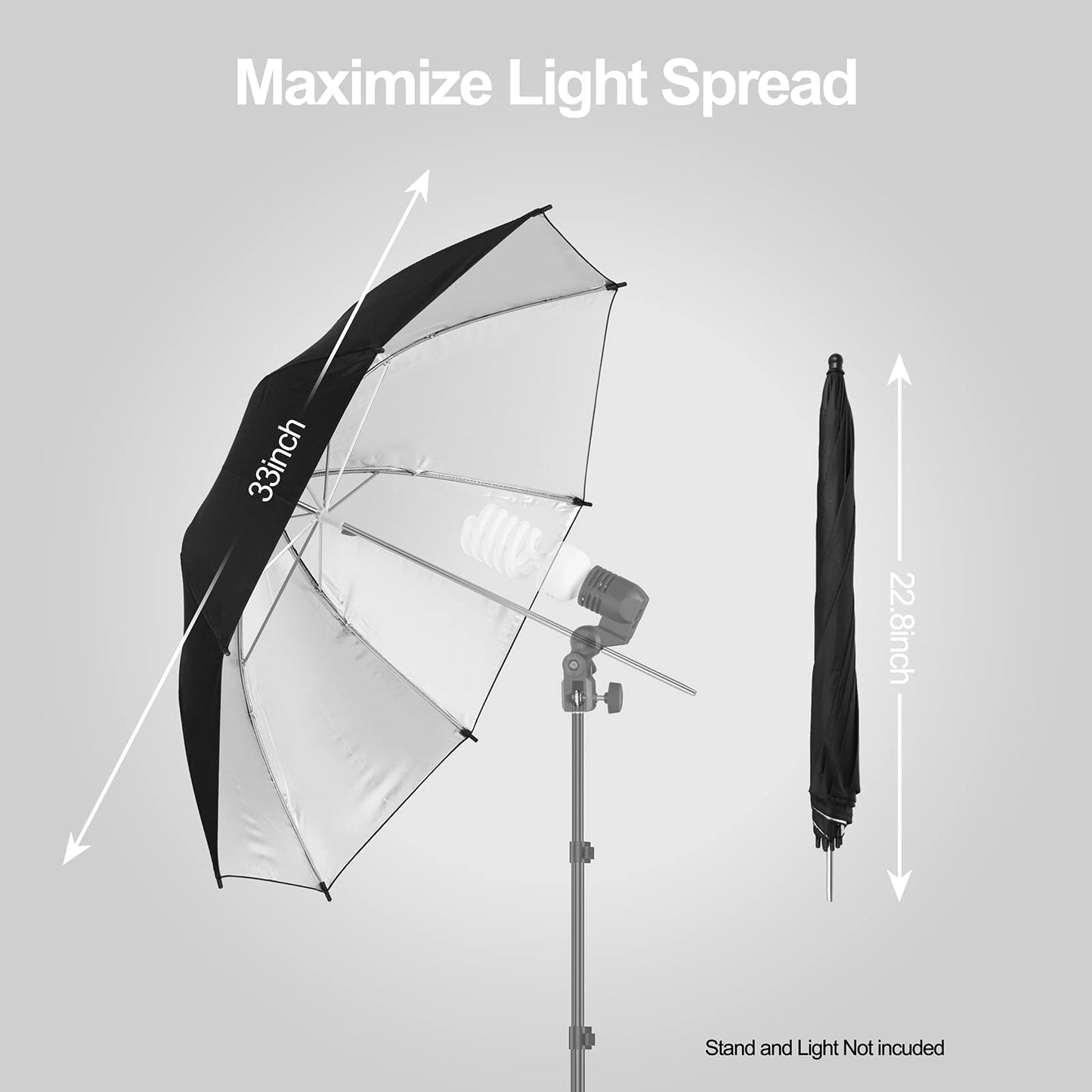Emart 2 x 33" Photography Studio Photo Lighting Flash Reflective Black/Silver Umbrella