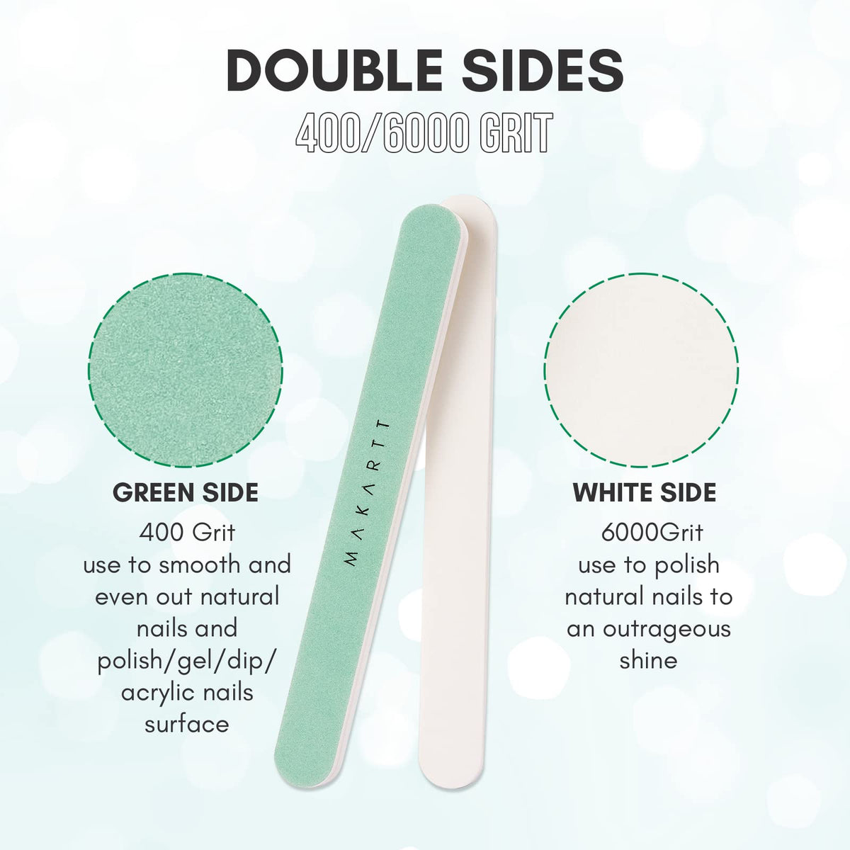 MAKARTT 10pcs Fine Nail Buffer File Polisher Smooth and Shiny Nail Buffer for Natural Nails Cushion Nail File 400 and 6000 Grit, F-10