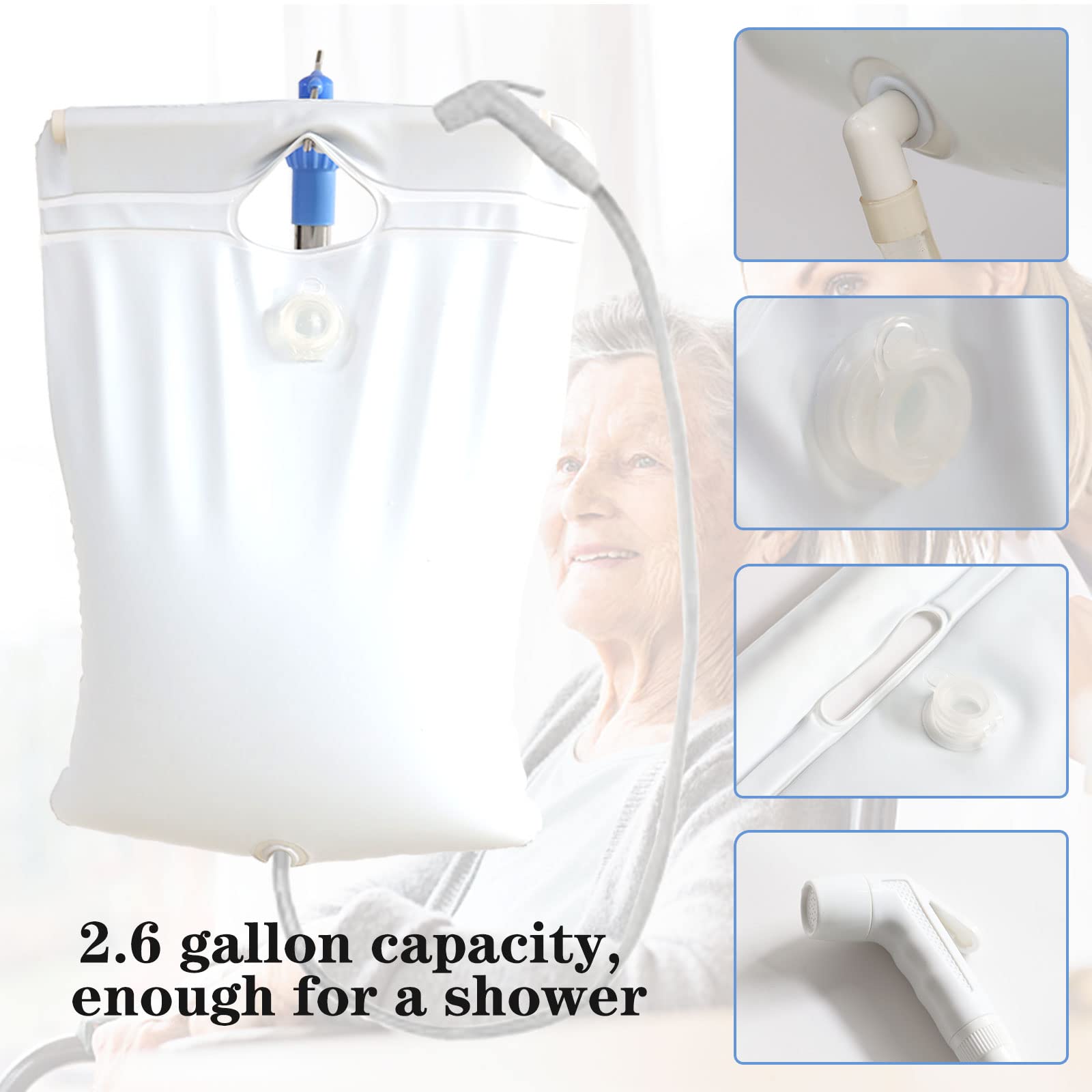 Bañera Inflable Médica Timisea Blanca con Bomba de Aire y Bolsa de Agua para Adultos